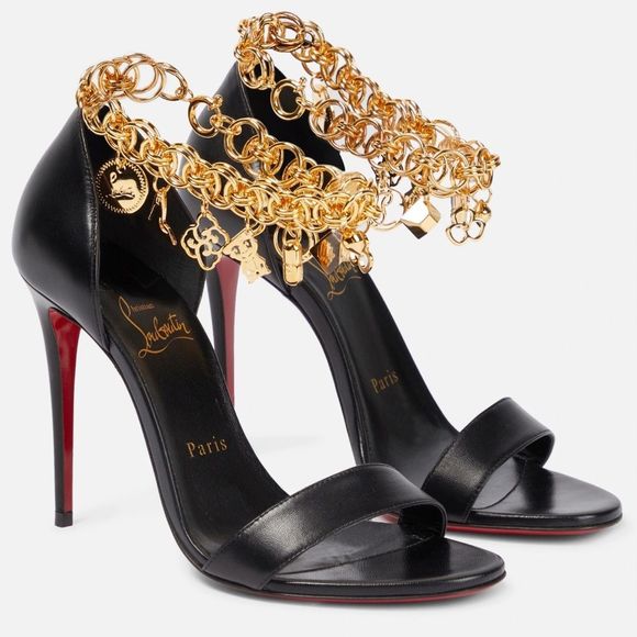 Christian Louboutin Black and Gold Heels - Picture 1 of 14